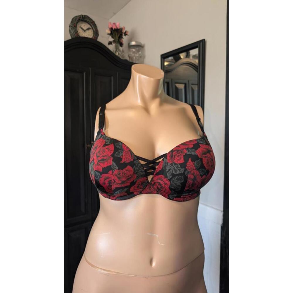 Torrid Red Rose Strappy Push-Up Bra – Size 40D | NWT